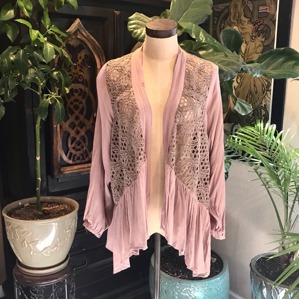 Cypress crochet lace asymmetric kimono cardigan - Picture 3 of 8